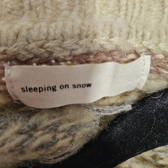 Anthropologie Sleeping On Snow Women's Tan Fair Isle Open Knit Wrap Cardigan M - Picture 3 of 9